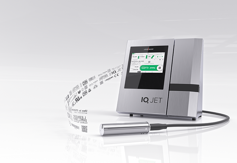 Leibinger IQJET continuous inkjet system printing variable data onto products