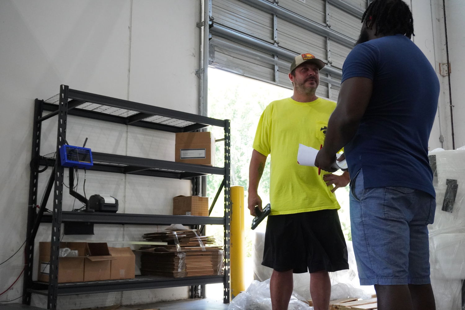 ATP team testing PalletVision in a warehouse wrapping operation