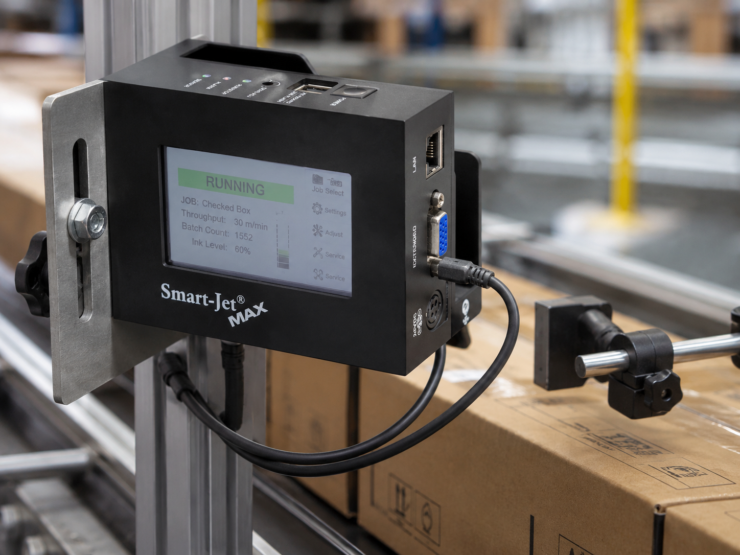 Thermal inkjet printer applying a barcode to a folding carton