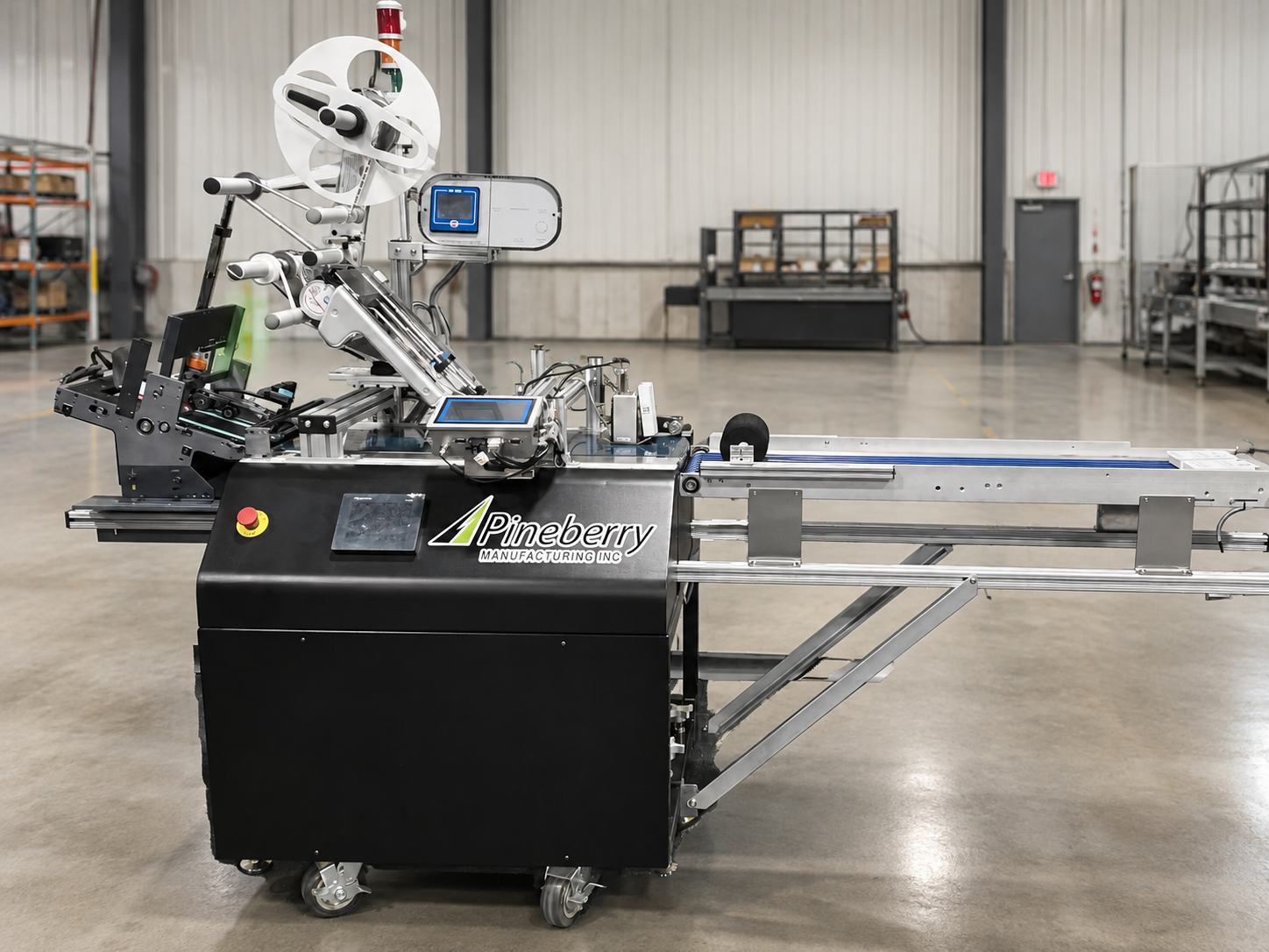 Pineberry print-and-apply labeling system with integrated print engine and applicator