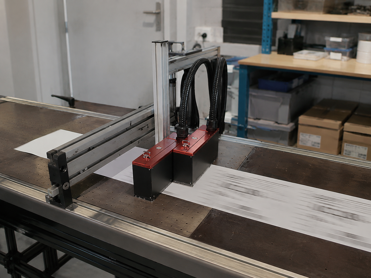 Modular inkjet print engine mounted above a transport system