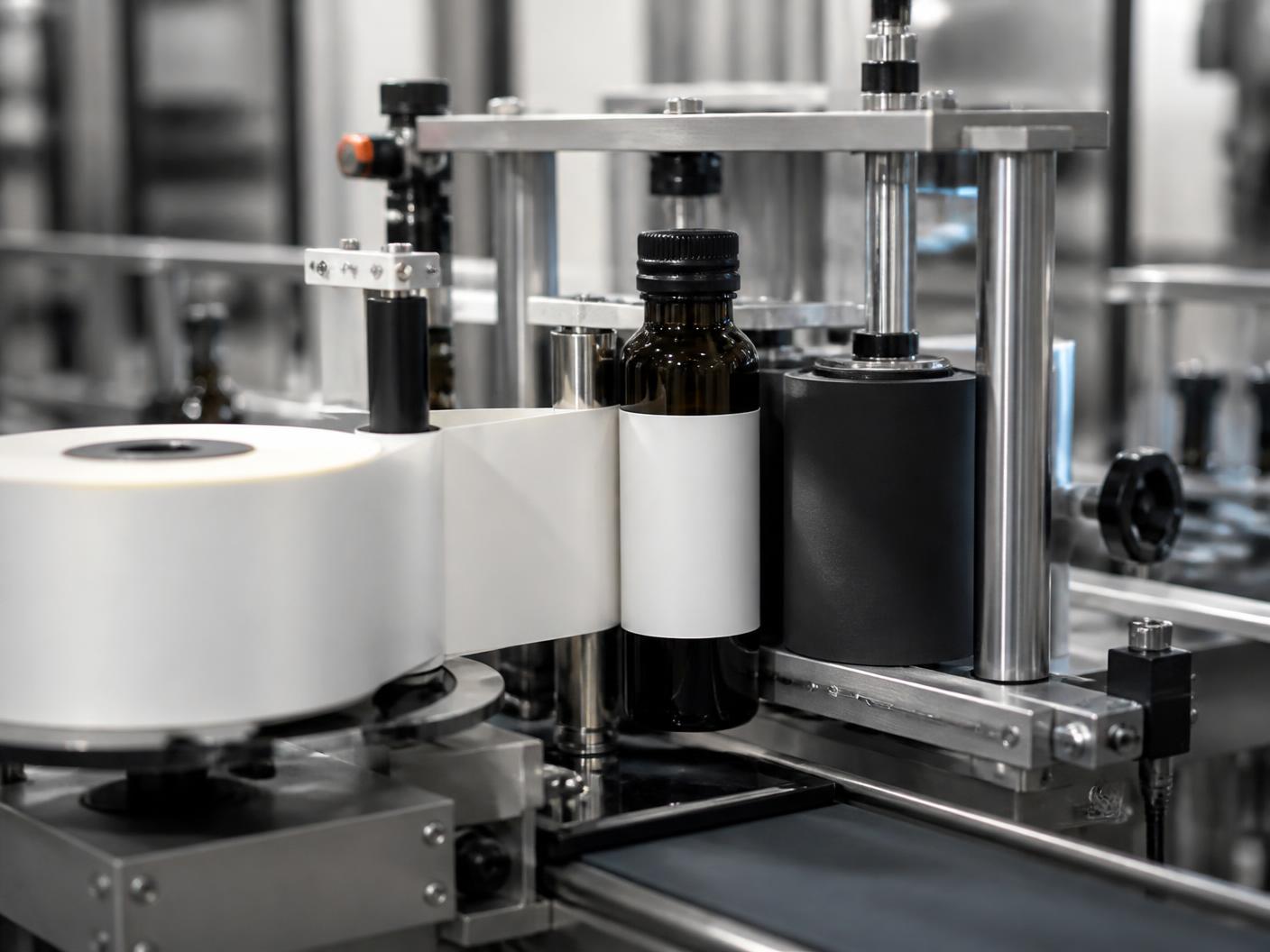 Wraparound labeling system applying preprinted labels to bottles
